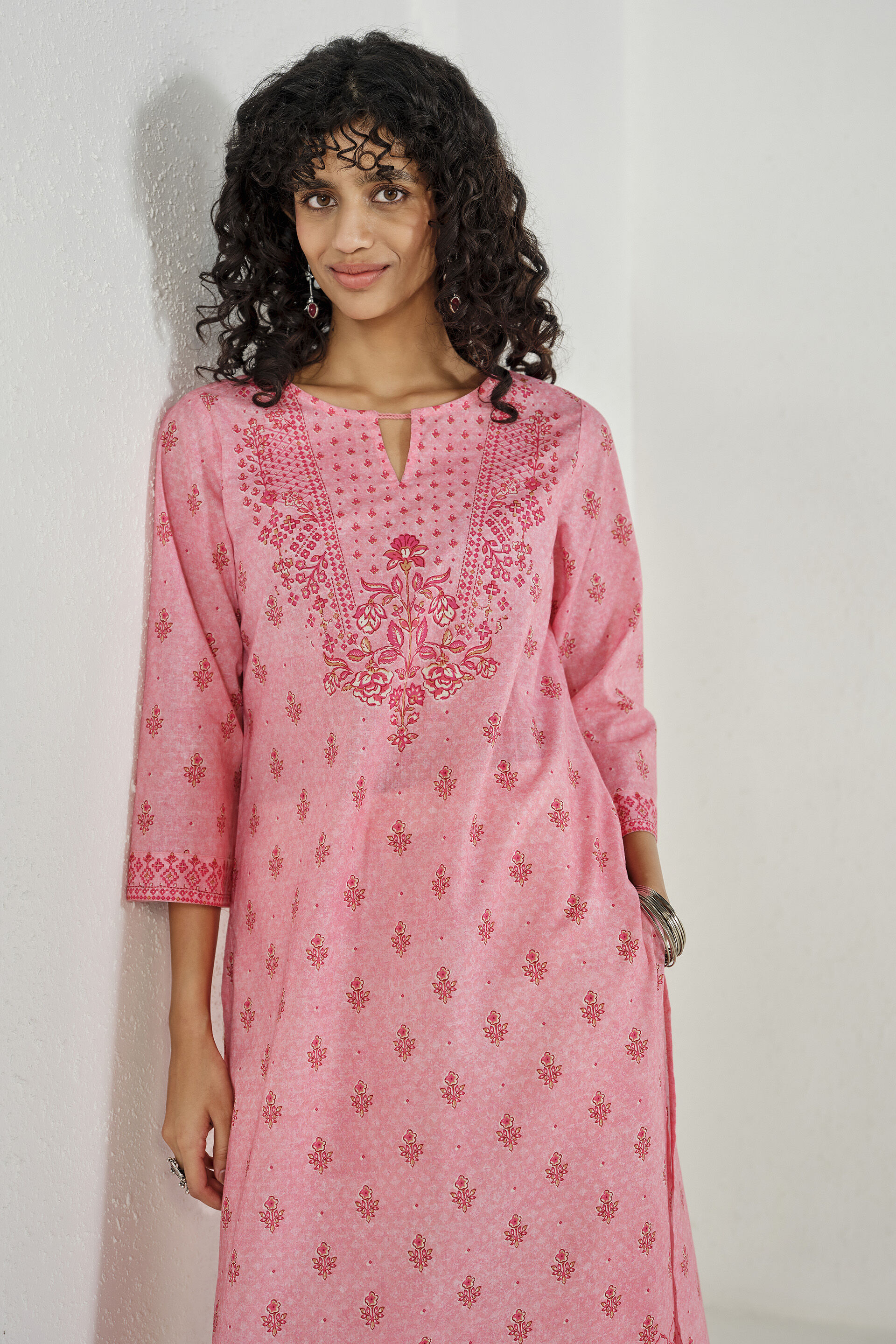 Gulabi Hush Cotton Kurta, Blush, image 4